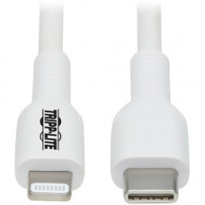 Tripp Lite USB-C to Lightning Sync/Charge Cable (M/M), MFi Certified, White, 2 m (6.6 ft.) - 6.56 ft Lightning/USB-C Data Transfer Cable for iPhone, iPad, iPod, MacBook, Chromebook, Wall Charger, Car Charger, Power Adapter, Computer, Ultrabook, External H