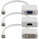 AddOn 3-Piece Bundle of 8in Mini-DisplayPort Male to DVI, HDMI, and VGA Female White Adapter Cables - 100% compatible and guaranteed to work - TAA Compliance MDP2VGA-HDMI-DVI-W
