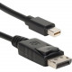 Qvs 2-Meter Mini DisplayPort to DisplayPort UltraHD 4K Black Cable - 6.50 ft DisplayPort/Mini DisplayPort A/V Cable for Computer, Tablet, Projector, Monitor - First End: 1 x Mini DisplayPort Male Digital Audio/Video - Second End: 1 x DisplayPort Male Digi