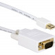 Qvs 10ft Mini DisplayPort to VGA Video Cable - 10 ft Mini DisplayPort/VGA Video Cable for Video Device, TV, Plasma, Monitor - First End: 1 x Mini DisplayPort Male Digital Audio/Video - Second End: 1 x HD-15 Male VGA - Supports up to 1920 x 1200 - White MD