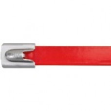 Panduit Pan-Steel Cable Tie - Red - 50 Pack - 250 lb Loop Tensile - Polyester, Stainless Steel - TAA Compliance MLTFC4H-LP316RD