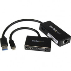 Startech.Com 2-in-1 Accessory Kit for Surface and Surface Pro 4 - mDP to HDMI or VGA - USB 3.0 to GbE - Also works with Surface Pro 3 and Surface 3 MSTS3MDPUGBK