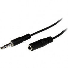 Startech.Com 1m Slim 3.5mm Stereo Extension Audio Cable - M/F - Mini-phone for Audio Device, Headphone, iPhone, iPod - 1m - 1 Pack - 1 x Mini-phone Male Stereo Audio - 1 x Mini-phone Female Stereo Audio - Nickel-plated Connectors - Black - RoHS Compliance