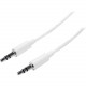Startech.Com 3m White Slim 3.5mm Stereo Audio Cable - Male to Male - 9.84 ft Mini-phone Audio Cable for Audio Device, iPhone, iPod, iPad, Headphone - First End: 1 x Mini-phone Male Stereo Audio - Second End: 1 x Mini-phone Male Stereo Audio - White - 1 Pa