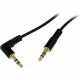 Startech.Com 3 ft Slim 3.5mm to Right Angle Stereo Audio Cable - M/M - Mini-phone Male Stereo Audio - Mini-phone Male Stereo Audio - 3ft - Black - RoHS Compliance MU3MMSRA