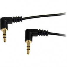 Startech.Com 6 ft Slim 3.5mm Right Angle Stereo Audio Cable - M/M - 6 ft - 1 x Mini-phone Male Stereo Audio - 1 x Mini-phone Male Stereo Audio - Gold-plated Connectors - Black - RoHS Compliance MU6MMS2RA