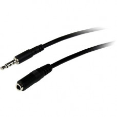 Startech.Com 2m 3.5mm 4 Position TRRS Headset Extension Cable - M/F - 1 x Mini-phone Male Audio - 1 x Mini-phone Female Audio - Nickel-plated Connectors - Black - RoHS Compliance MUHSMF2M