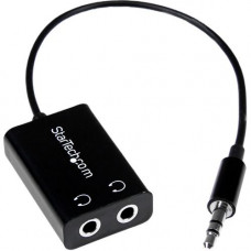 Startech.Com Black Slim Mini Jack Headphone Splitter Cable Adapter - 3.5mm Male to 2x 3.5mm Female - 7.90" Mini-phone Audio Cable for Headphone, Speaker, Tablet PC, Notebook, iPhone, iPod, iPad, Audio Device, Cellular Phone - First End: 1 x Mini-phon