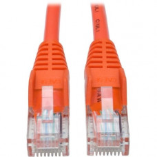 Tripp Lite 14ft Cat5 Cat5e Snagless Molded Patch Cable UTP Orange RJ45 M/M 14&#39;&#39; - Category 5e for Network Device, Router, Switch, Printer, Server - 128 MB/s - Patch Cable - 14 ft - 1 x RJ-45 Male Network - 1 x RJ-45 Male Network - Gold-pla