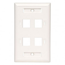 Tripp Lite Quad Outlet RJ45 Universal Keystone Face Plate / Wall Plate, White, 4-Port - 4 x Socket(s) - 1-gang - White - TAA Compliant - RoHS, TAA Compliance N042-001-04-WH