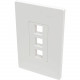 Tripp Lite Single-Gang 3-Port Wall Plate Keystone Cat5/6 USB HDMI Dport RCA - 3 x Total Number of Socket(s) - 1-gang - White - Polycarbonate - TAA Compliance N080-103