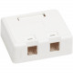 Tripp Lite Surface-Mount Box for Keystone Jacks - 2 Ports, White - 2 x Total Number of Socket(s) - White - Acrylonitrile Butadiene Styrene (ABS) - TAA Compliance N082-002-WH