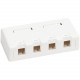 Tripp Lite Surface-Mount Box for Keystone Jacks - 4 Ports, White - 4 x Total Number of Socket(s) - White - Acrylonitrile Butadiene Styrene (ABS) - TAA Compliance N082-004-WH