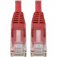 Tripp Lite Cat6 GbE Gigabit Ethernet Snagless Molded Patch Cable UTP Red RJ45 M/M 6in 6" - Category 6 for Network Device, Network Adapter, Router, Server, Modem, Hub, Switch - 128 MB/s - Patch Cable - 5.91" - 1 x RJ-45 Male Network - 1 x RJ-45 M