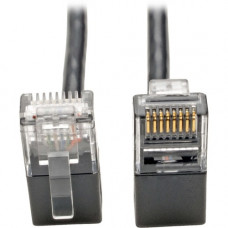 Tripp Lite Cat6 Gigabit Patch Cable Snagless Right-Angle UTP Slim Black 1ft - Category 6 for Switch, Workstation, Router, Network Device, Patch Panel, Server, Printer, Modem, Scanner, Photocopier - 128 MB/s - Patch Cable - 1 ft - 1 x RJ-45 Male Network - 