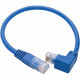 Tripp Lite Down-Angle Cat6 UTP Patch Cable (RJ45) - 1 ft., M/M, Gigabit, Molded, Blue - Category 6 for Workstation, Network Device, Switch, Printer, Router, Server, Modem - 128 MB/s - Patch Cable - 1 ft - 1 x RJ-45 Male Network - 1 x RJ-45 Male Network - 