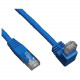 Tripp Lite 3ft Cat6 Gigabit Molded Patch Cable RJ45 Right Angle Down to Straight M/M Blue 3&#39;&#39; - Category 6 for Network Device - 3ft - 1 x RJ-45 Male Network - 1 x RJ-45 Male Network - Blue - RoHS Compliance N204-003-BL-DN