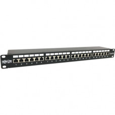 Tripp Lite 24-Port Cat6a Shielded Patch Panel - 10 Gbps, STP, 110 Punch Down, RJ45, 1U, TAA - 24 Port(s) - 24 x RJ-45 - 1U High - Black - TAA Compliant - TAA Compliance N252-024-6A-SH