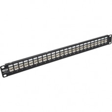 Tripp Lite 24-Port 1U Rack-Mount Patch Panel for Cat 5e Cat 6 RJ45 Ethernet - 24 Port(s) - 24 x RJ-45 - 1U High - Black - 19" Wide - Rack-mountable - TAA Compliance N254-024-SH-D