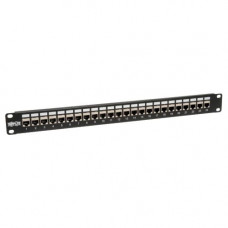 Tripp Lite 24-Port Shielded Cat6 Patch Panel Feed Through Rackmount RJ45 1URM TAA - Cat6 / Cat5 Feedthrough Patch Panel, RJ45 Ethernet" - TAA Compliance N254-024-SH