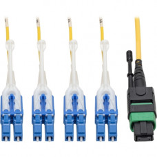 Tripp Lite MTP/MPO (APC) to 8xLC SMF Fiber Breakout Cable QSFP+ 40/100Gb 1M - Fiber Optic for Network Device, Switch, Hub, Router - 12.50 GB/s - Patch Cable - 3.30 ft - 1 x MTP/MPO Female Network - 8 x LC Male Network - 8.3/125 &micro;m - Yellow N390-