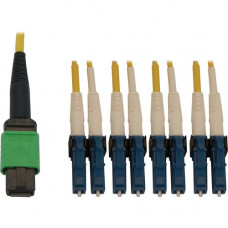 Tripp Lite N390X-05M-8L-AP Fiber Optic Duplex Network Cable - 16.40 ft Fiber Optic Network Cable for Switch, Patch Panel, Network Device - First End: 1 x MTP/MPO Female Network - Second End: 8 x LC/UPC Male Network - 400 Gbit/s - LSZH, OFNR - 9/125 &m