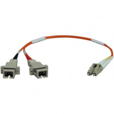 Tripp Lite 0.3M Duplex Multimode Fiber Optic 50/125 Adapter LC/SC M/F 1ft 1&#39;&#39; 0.3 Meter - 1 ft Fiber Optic Network Cable - First End: 2 x LC Male Network - Second End: 2 x SC Female Network - Orange - RoHS Compliance N458-001-50