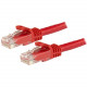 Startech.Com 12ft Red Cat6 Patch Cable with Snagless RJ45 Connectors - Cat6 Ethernet Cable - 12 ft Cat6 UTP Cable - 12 ft Category 6 Network Cable for Network Device, Workstation, Hub - First End: 1 x RJ-45 Male Network - Second End: 1 x RJ-45 Male Networ