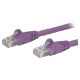 Startech.Com 6in Purple Cat6 Patch Cable with Snagless RJ45 Connectors - Short Ethernet Cable - 6 inch Cat 6 UTP Cable - 6" Category 6 Network Cable for Network Device, Workstation, Hub - First End: 1 x RJ-45 Male Network - Second End: 1 x RJ-45 Male