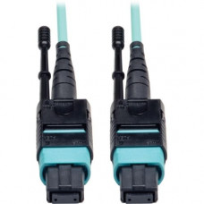 Tripp Lite 1M Fiber Optic Fan-out Cable Push / Pull Tab MTP/MPO to 8 x LC 40Gbase OM3 Plenum Aqua 3ft 3&#39;&#39; 1 Meter - 3.30 ft Fiber Optic Network Cable for Network Device - MTP Network - Second End: 8 x LC Network - Fan-out Cable - Aqua - Ro