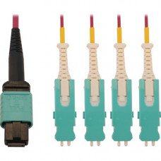 Tripp Lite N845-02M-4S-MG Fiber Optic Network Cable - 6.56 ft Fiber Optic Network Cable for Network Device, Patch Panel, Switch, Transceiver - First End: 1 x MTP/MPO Network - Female - Second End: 8 x SN/PC Network - Male - 400 Gbit/s - LSZH, OFNR - 50/12