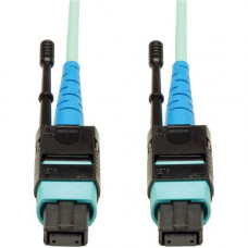 Tripp Lite 10M MTP / MPO Patch Cable 24 Fiber 100GbE Aqua OM3 Plenum 33ft 33&#39;&#39; 10 Meter - 100GBASE-SR10, CXP, 24 Fiber, 100GbE OM3 Plenum-rated - Aqua, 10M (33-ft.)" - RoHS Compliance N846-10M-24-P