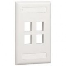 PANDUIT 4 Socket NetKey Faceplate - 4 x Socket(s) - 1-gang - White - TAA Compliance NK4FWHY
