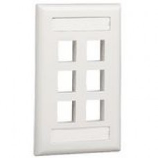 PANDUIT 6 Socket NetKey Faceplate - 6 x Socket(s) - 1-gang - Electric Ivory - TAA Compliance NK6FEIY