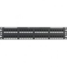 Panduit NetKey Network Patch Panel - 48 Port(s) - 48 x RJ-45 - 2U High - Black - 19" Wide - Rack-mountable - TAA Compliance NK6XPP48P
