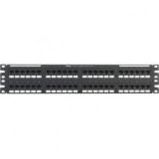 Panduit NetKey Network Patch Panel - 48 Port(s) - 48 x RJ-45 - 2U High - Black - 19" Wide - Rack-mountable - TAA Compliance NK6XPP48P