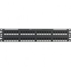 Panduit NetKey NK6XPPG48Y Network Patch Panel - 48 Port(s) - 48 x RJ-45 - 2U High - Black - 19" Wide - Rack-mountable - TAA Compliance NK6XPPG48Y