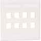 Panduit NetKey NK8FIW Faceplate - 8 x Total Number of Socket(s) - 2-gang - Off White - Acrylonitrile Butadiene Styrene (ABS) - TAA Compliance NK8FIW