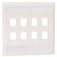 Panduit NetKey 8 Sockets Double Gang Faceplate - 8 x Socket(s) - 2-gang - White - TAA Compliance NK8FWH
