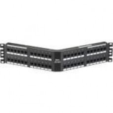 Panduit NetKey Network Patch Panel - 48 Port(s) - 48 x RJ-45 - 2U High - Black - 19" Wide - Rack-mountable - TAA Compliance NKA6PPG48Y