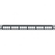 Panduit 24-Port Flush Mount Modular Patch Panel, 1 RU. - 24 Port(s) - 1U High - Black - 19" Wide - Flush Mount - TAA Compliance NKPP24FMY