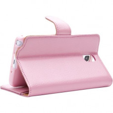 I-Blason Leather Carrying Case (Wallet) Smartphone, Credit Card, ID Card - Pink - Scratch Resistant, Shock Absorbing, Abrasion Resistant - Genuine Leather - (TM) Logo NOTE3-LTH-PINK
