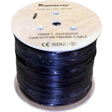 Premiertek Cat.6 UTP Network Cable - 1000 ft Category 6 Network Cable for Patch Panel, Network Device - Bare Wire - Bare Wire - 23 AWG - Black OD-CAT6-1KFT-BK