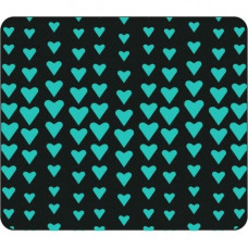 CENTON OTM Classic Prints Black Mouse Pad, Falling Turquoise Hearts - Falling Turquoise Hearts - Black - Rubber Base - Slip Resistant OP-MPV1BM-CLS-10