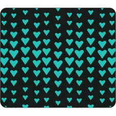 CENTON OTM Classic Prints Black Mouse Pad, Falling Turquoise Hearts - Falling Turquoise Hearts - Black - Rubber Base - Slip Resistant OP-MPV1BM-CLS-10