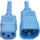 Tripp Lite 2ft Computer Power Extension Cord 10A 18 AWG C14 to C13 Blue 2&#39;&#39; - For Computer, Scanner, Printer, Monitor, Power Supply, Workstation - 120 V AC, 230 V AC Voltage Rating - 10 A Current Rating - Blue P004-002-ABL