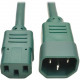 Tripp Lite 2ft Computer Power Extension Cord 10A 18 AWG C14 to C13 Green 2&#39;&#39; - For Computer, Scanner, Printer, Monitor, Power Supply, Workstation - 120 V AC, 230 V AC Voltage Rating - 10 A Current Rating - Green P004-002-AGN