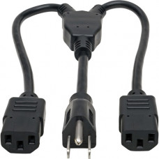 Tripp Lite P004-18N-2C13 Splitter Cord - For Computer, PDU, Monitor, UPS, Printer, Amplifier, Scanner - 120 V AC, 230 V AC Voltage Rating - 10 A Current Rating - Black P004-18N-2C13