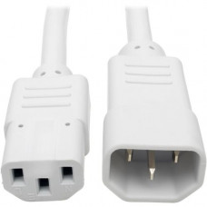 Tripp Lite 2ft Heavy Duty Power Extension Cord 15A 14 AWG C14 C13 White 2&#39;&#39; - For Computer, Scanner, Printer, Monitor, Power Supply, Workstation - 230 V AC Voltage Rating - 15 A Current Rating - White P005-002-AWH