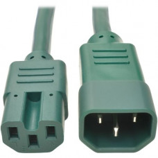 Tripp Lite 2ft Heavy Duty Power Extension Cord 15A 14 AWG C14 C15 Green 2&#39;&#39; - For PDU, UPS, Computer, Server, Storage Device, Workstation - 230 V AC Voltage Rating - 15 A Current Rating - Green P018-002-AGN